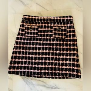 Plaid pink and gold lined skirt